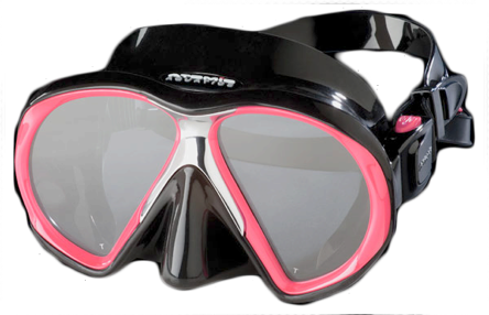 Tauchmaske mit optischen Gläsern.